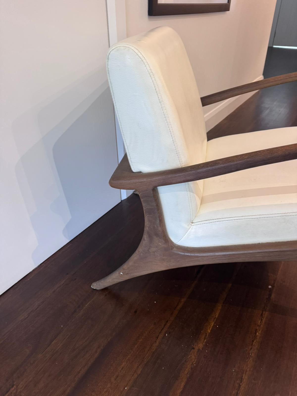 Coco Republic Mid-Century Modern Style Accent Chair - Cream Vegan Leather - Image 6