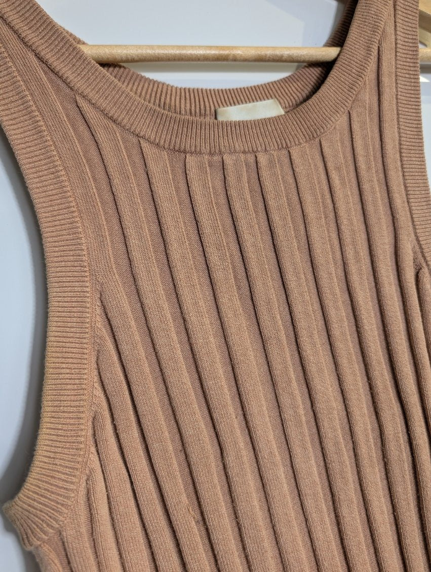Aje Ribbed Knit Tank Top Tan Size M - Image 5