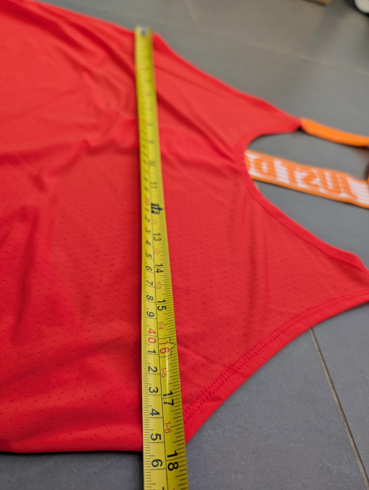 Nike Dri-FIT Racerback Tank Top - Orange/Red Logo Elastic Strap - Image 6
