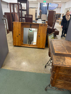 Rustic Reclaimed Wood Shutter Mirror With Storage Cabinets - Image 5
