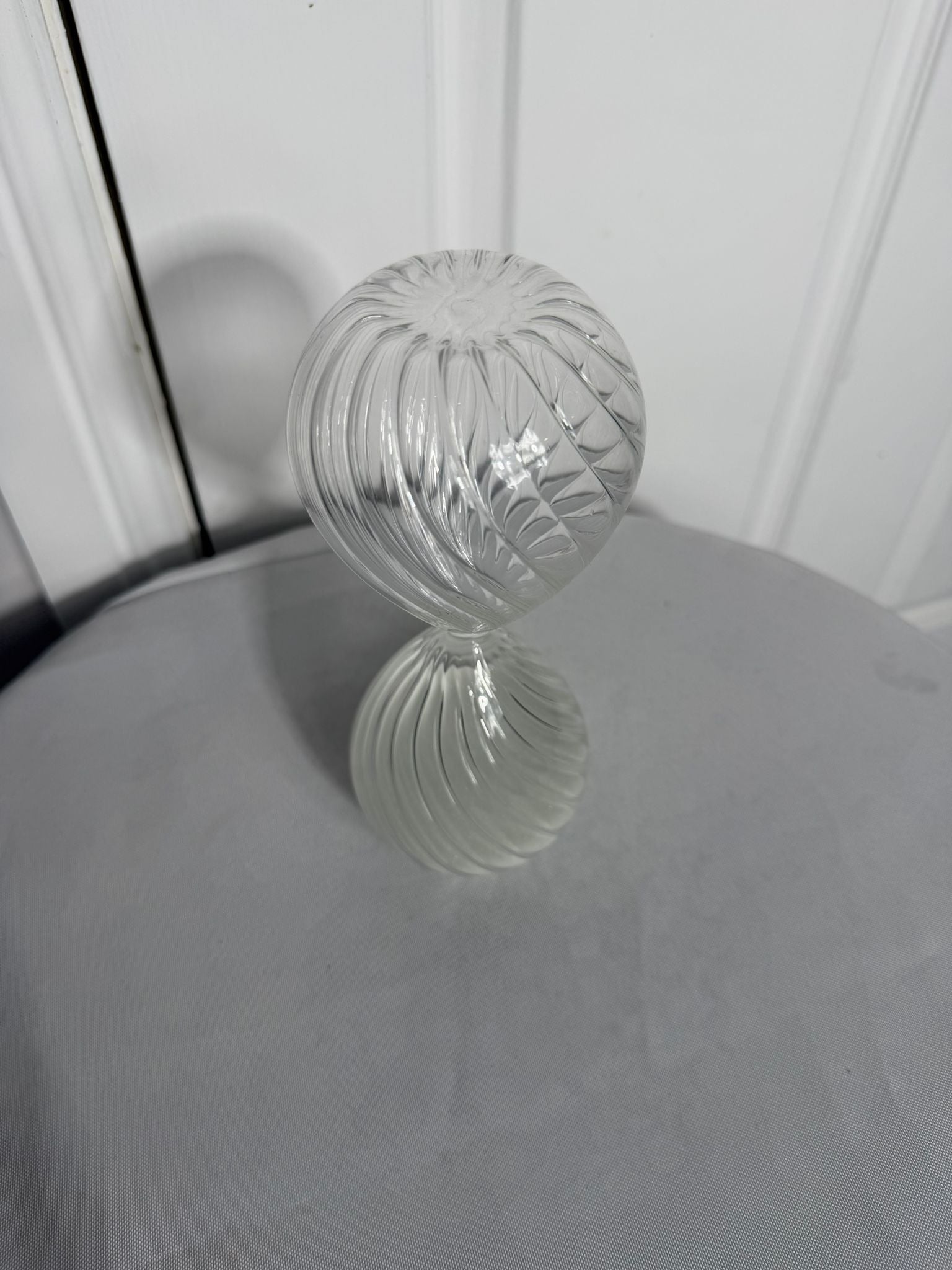 Hand Blown Glass Hourglass - Decorative Twisted Swirl with White Sand - Image 6