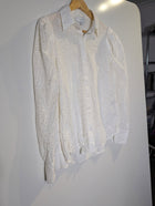 Witchery Broderie Anglaise Button-Down Shirt White Women's Size 8 - Image 6