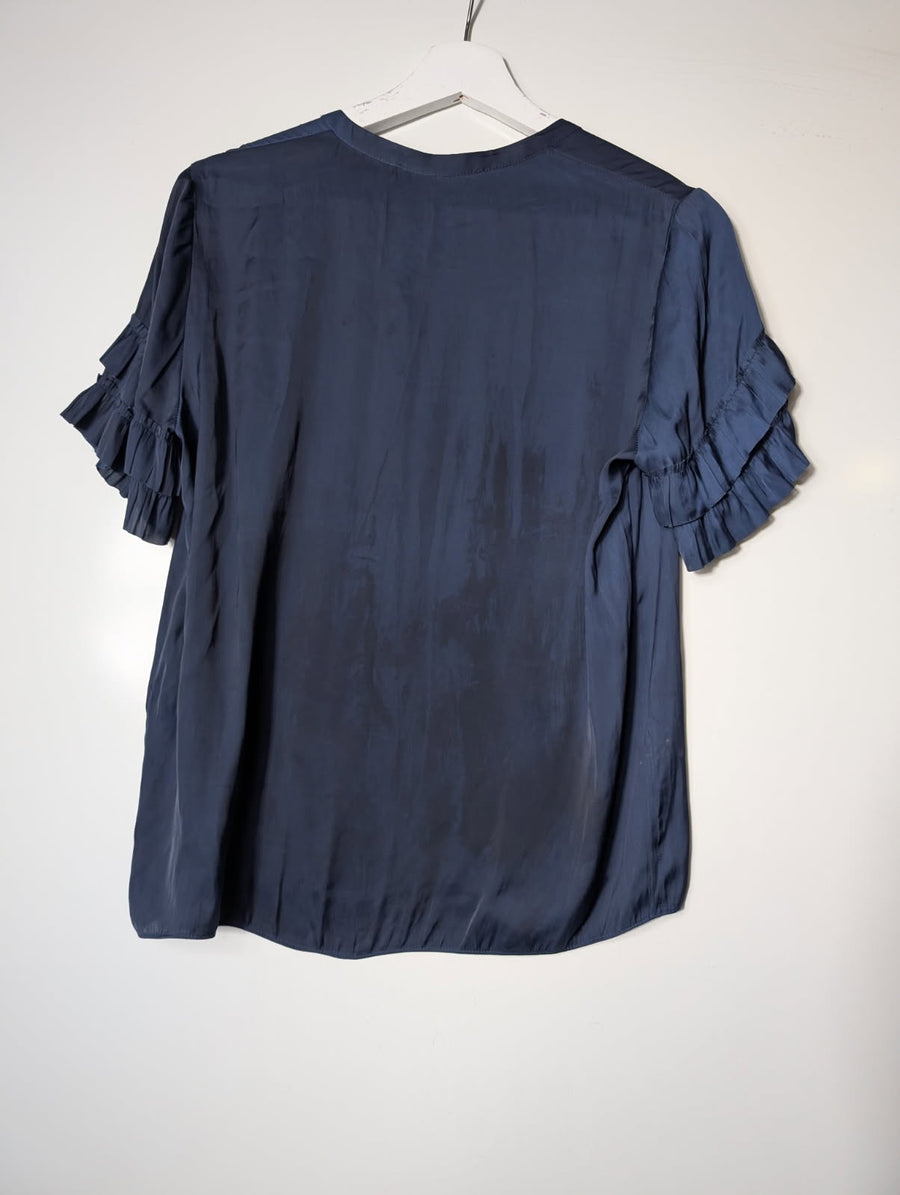Gerard Darel Ruffle Blouse Blue EU 36 - Image 5