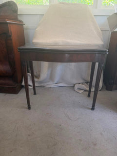 Antique Mahogany Serpentine Fold-Over Console Games Table - Image 5