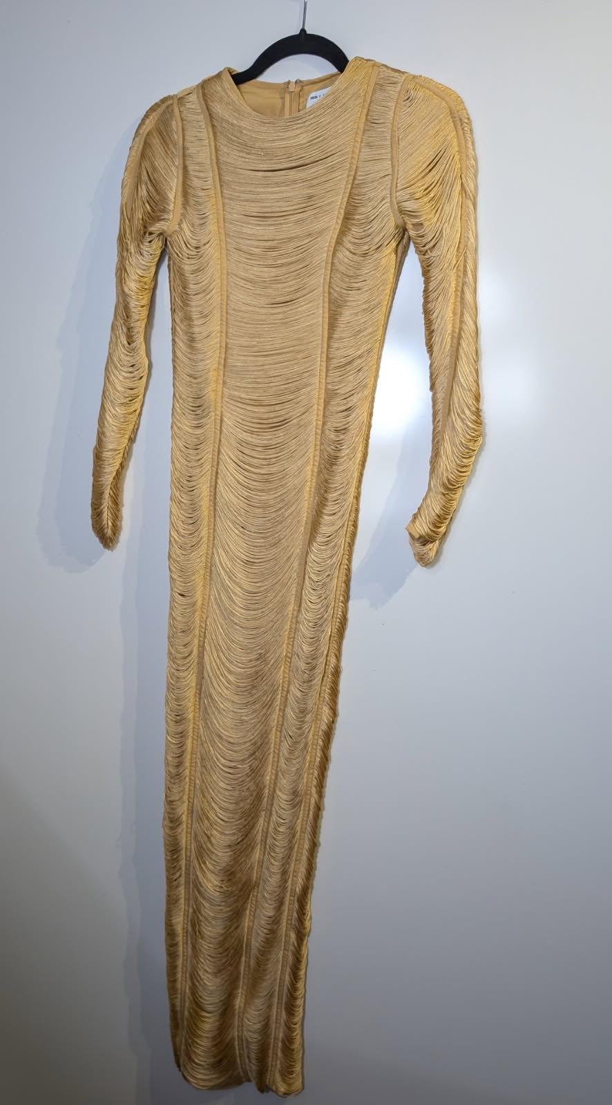 ASOS Design Gold Fringe Long Sleeve Dress UK 4 - Image 5
