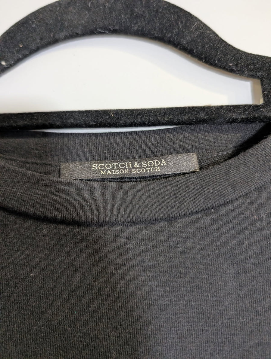 Scotch & Soda Maison Scotch Cotton T-Shirt with Eyelet Trim Black - Image 5