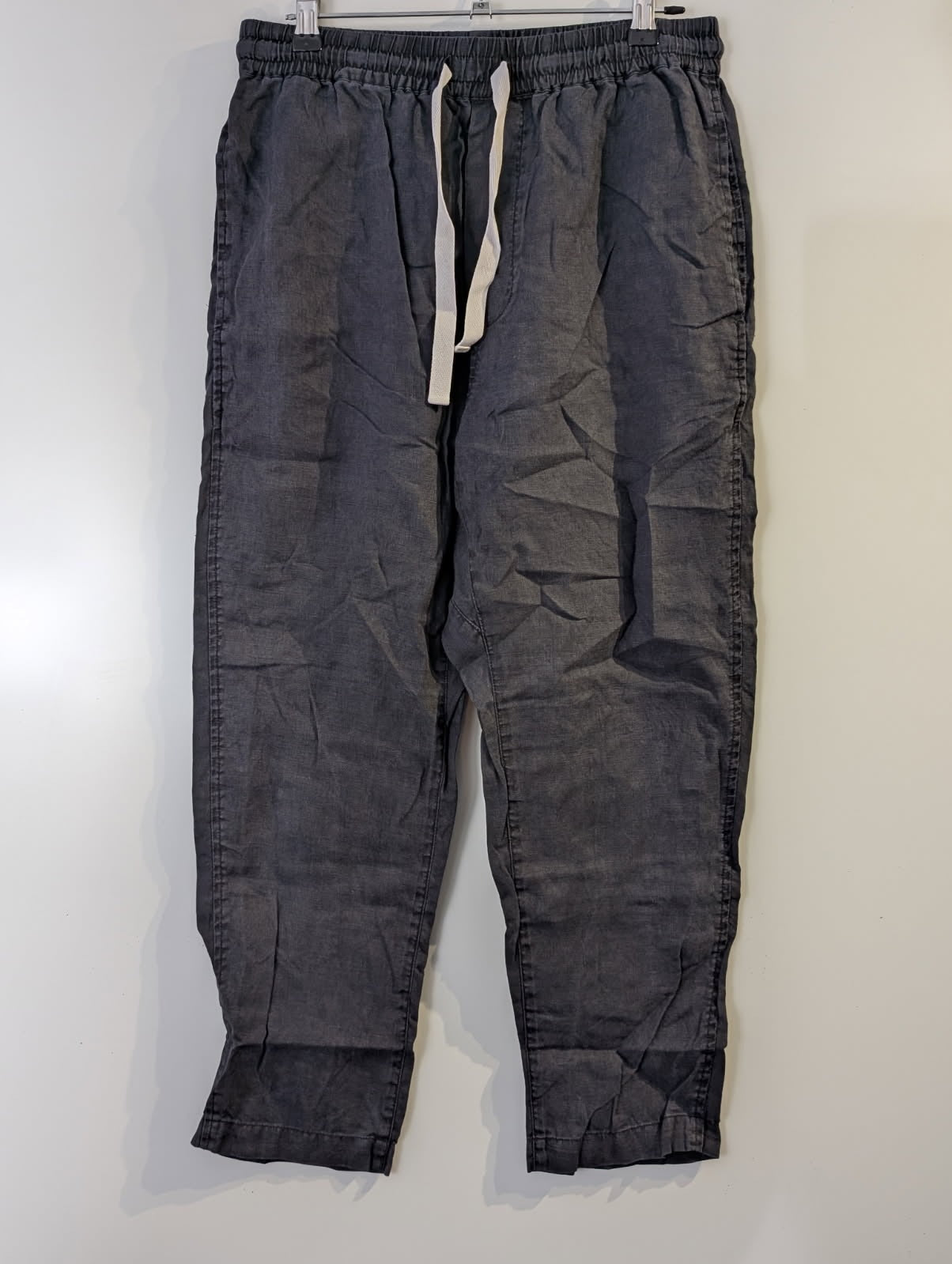 Assembly Label Linen Elastic Waist Pants - Charcoal Grey Size 8 - Image 5