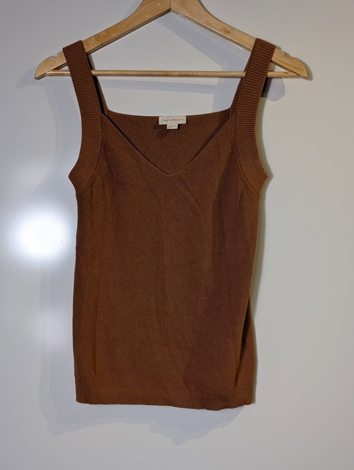 Elka Collective Knit Tank Top Brown Ribbed Sleeveless Women's AU 10 - Image 5