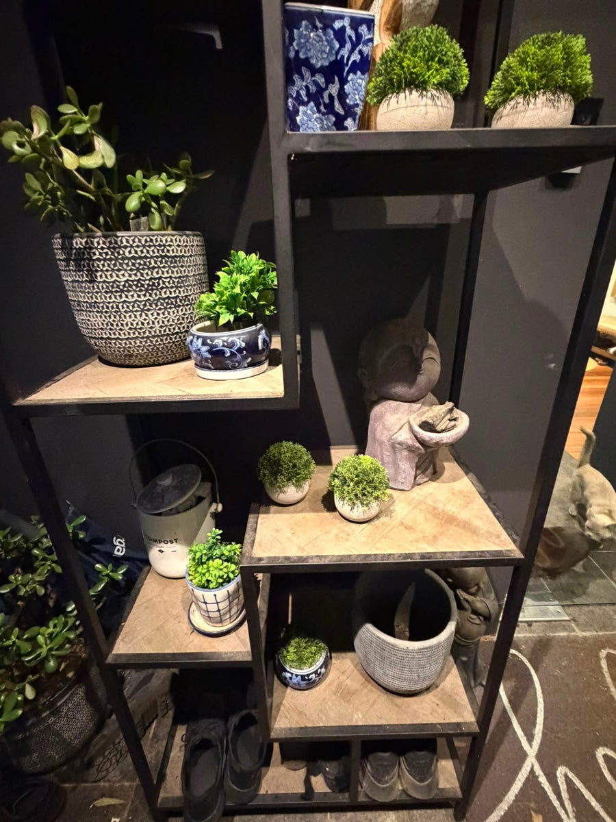 Coco Republic Industrial Display Shelving Unit Asymmetrical Metal and Wood - Image 5