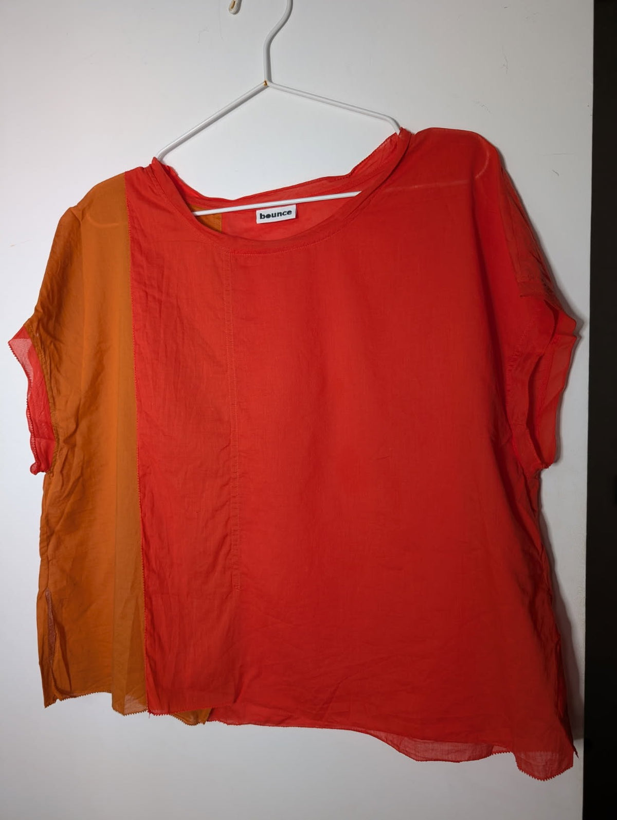 Bounce Cotton Voile Colourblock Top Red & Rust Size M - Image 1