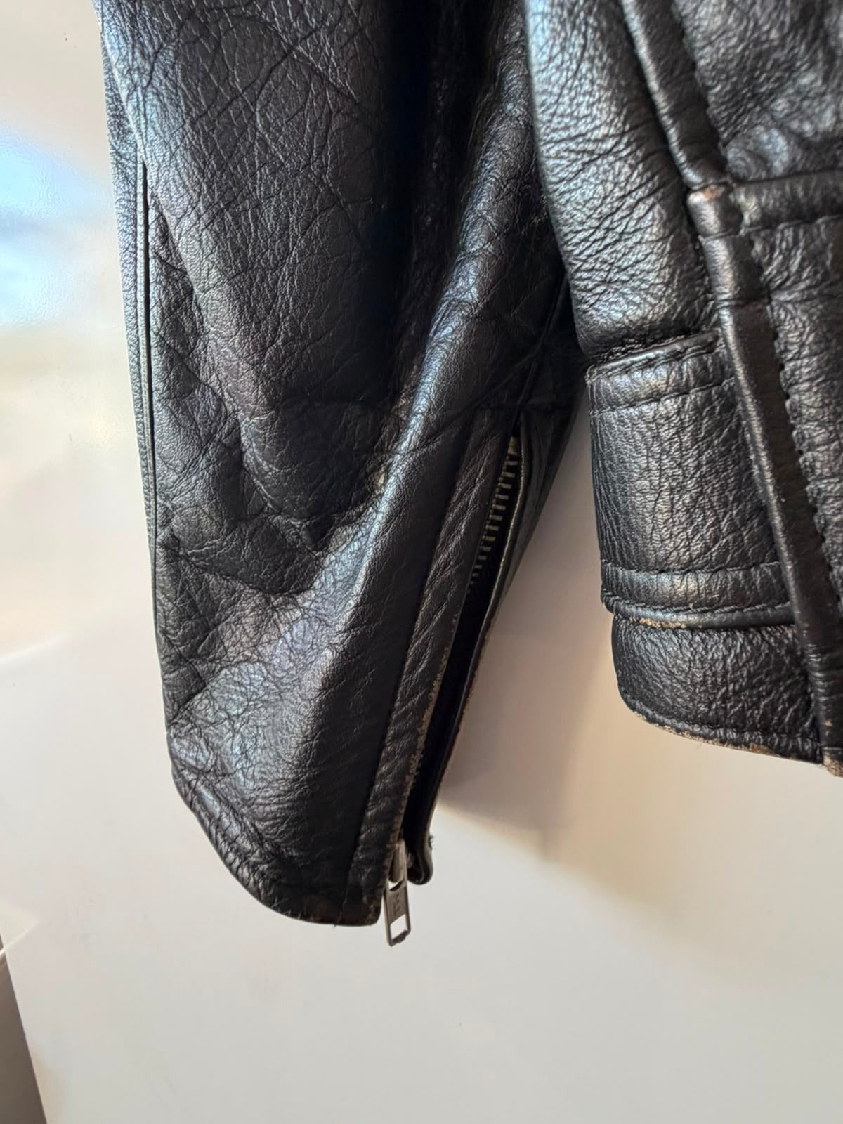 Stagg Melbourne Vintage Leather Biker Jacket Black Men's Size 5 - Image 5