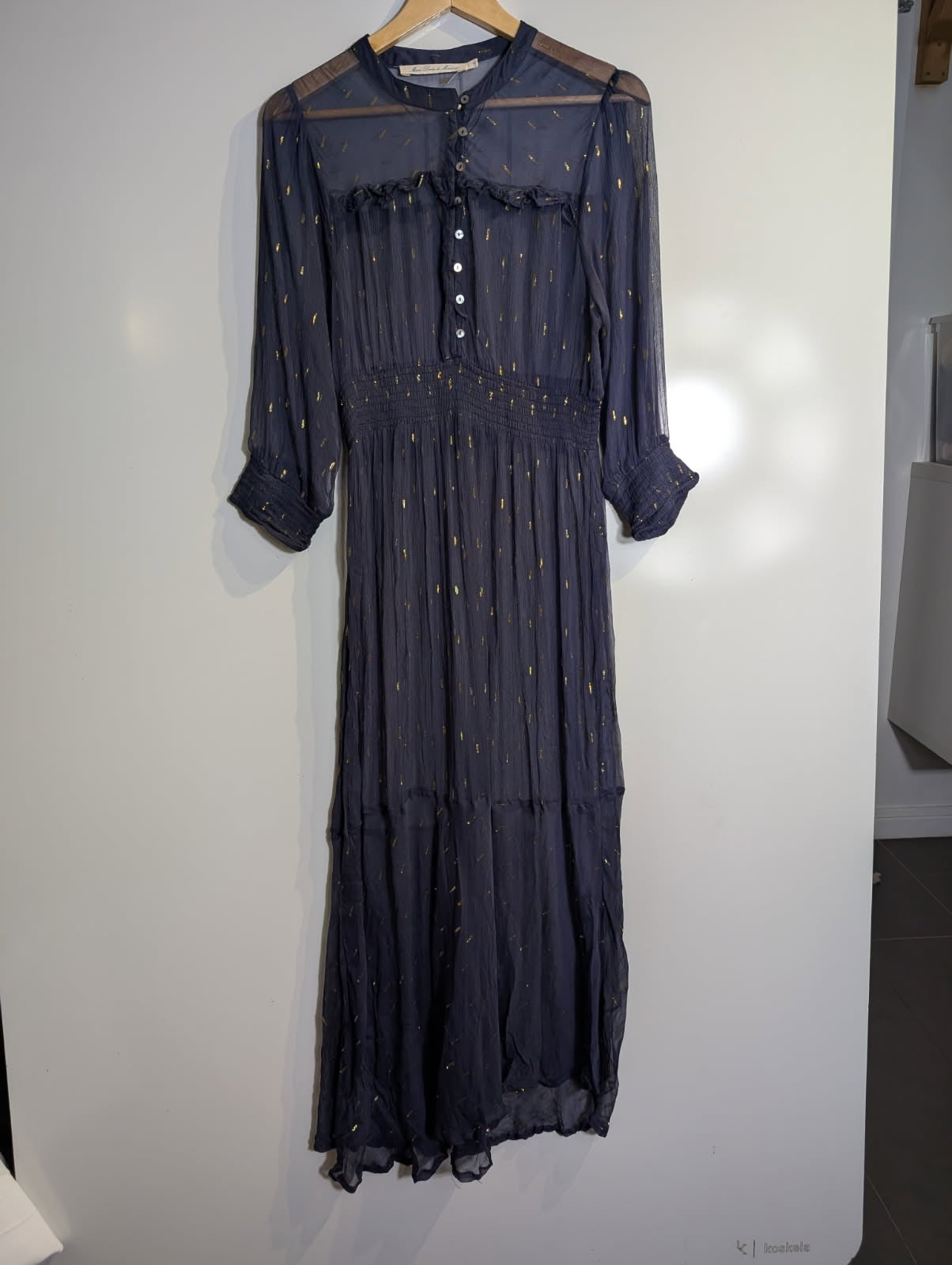 Marie Louise de Monterey Maxi Dress Metallic Gold Stripe Size 10 - Image 5
