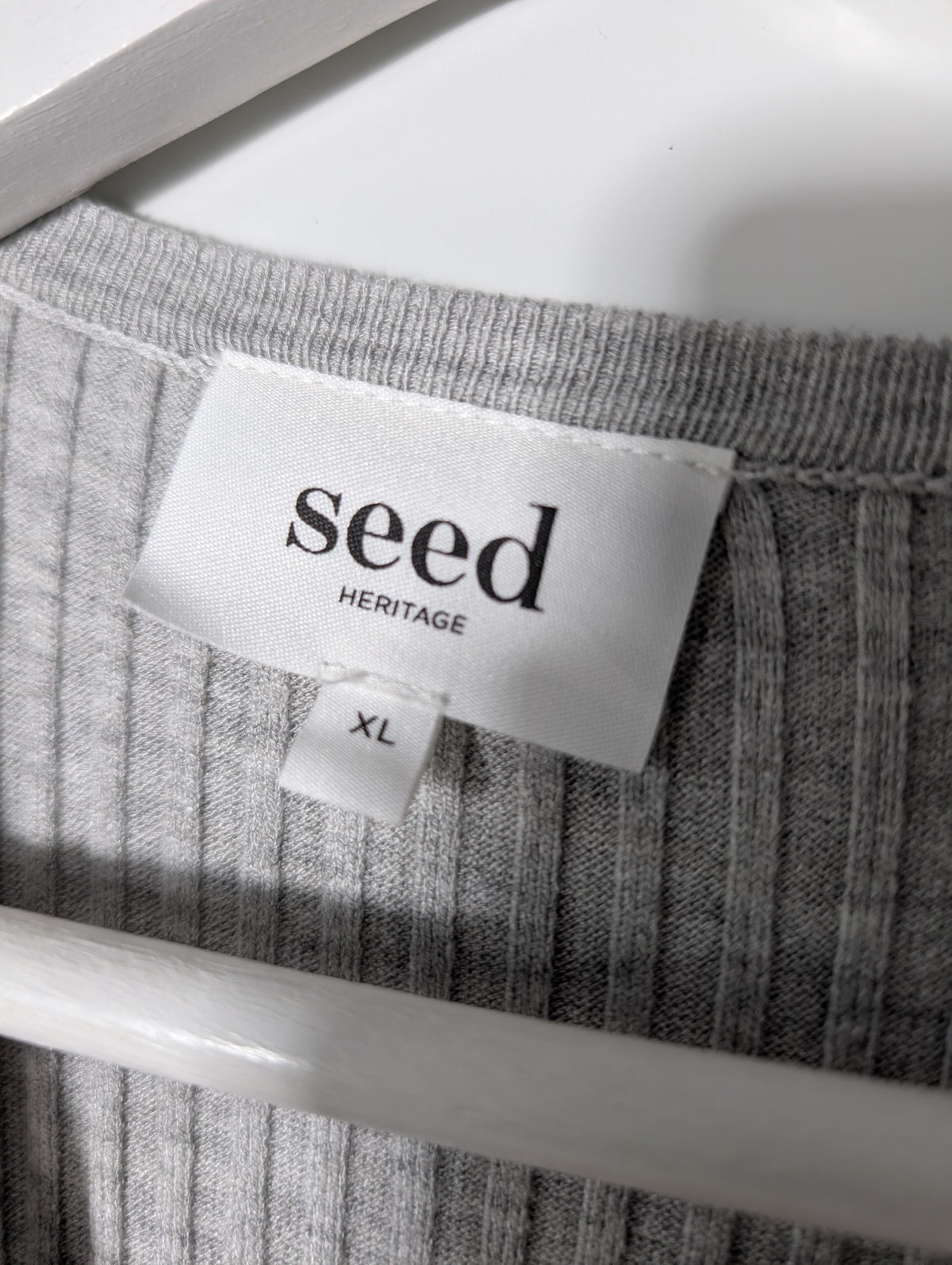 Seed Heritage Ribbed Knit Long Sleeve Midi Dress Grey XL - Image 5