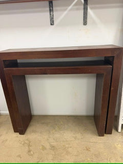 Solid Wood Nesting Console Tables Set of 2 Dark Brown - Image 5