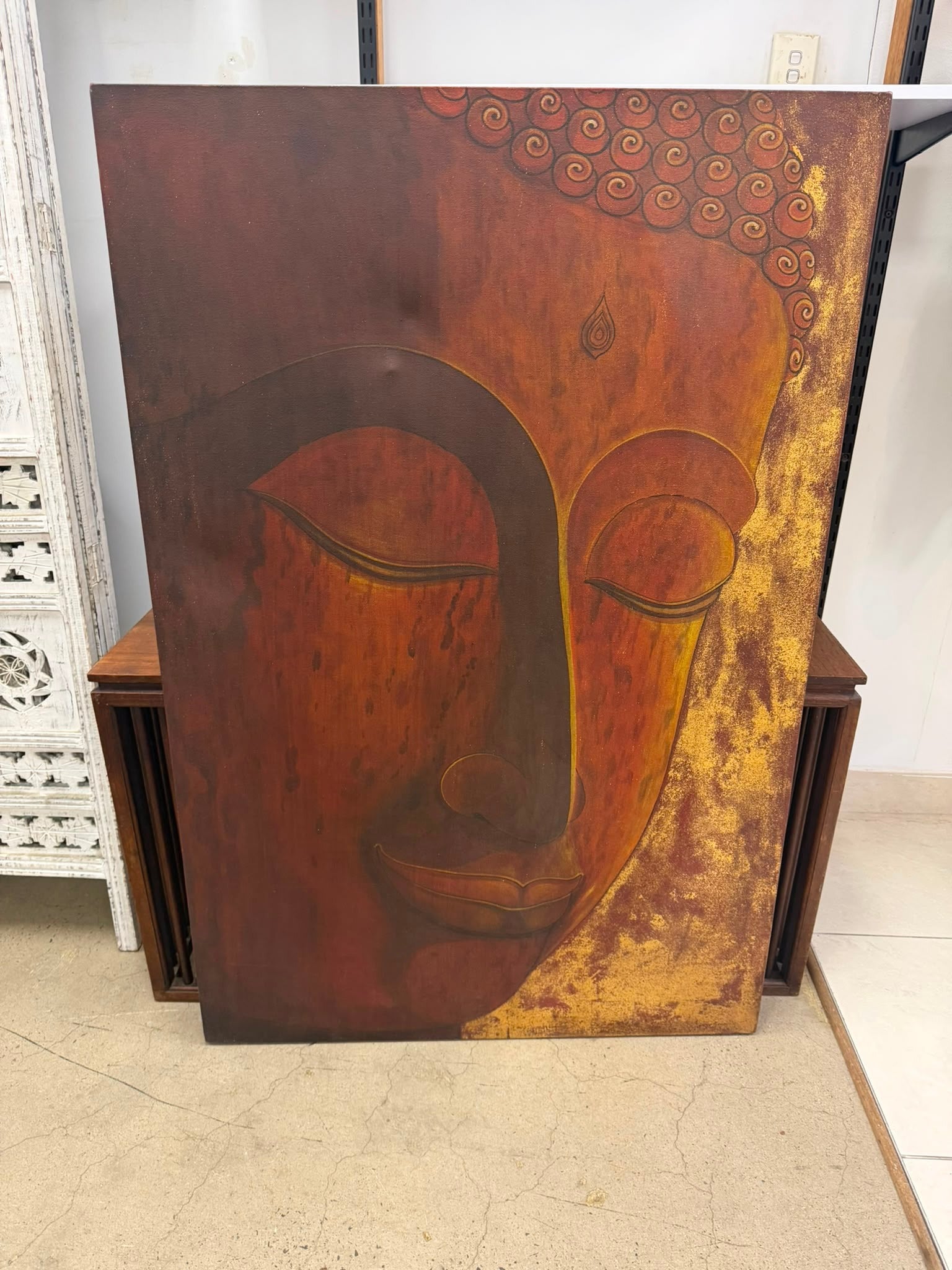 Buddha Face Metal Wall Art Panel Bronze Gold 87 x 132 cm - Image 5