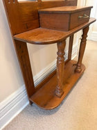 Vintage Wooden Wall-Mounted Hall Stand with Mirror and Drawer - Image 5