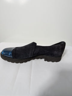 Carucci Roma Suede and Patent Leather Cap-Toe Loafers Black Blue EU 38 - Image 5
