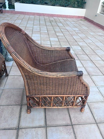 Vintage Wicker Rattan Barrel Back Armchairs - Set of 2 - Image 6