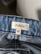 Pablo Women's Patch Pocket Flare Jeans Blue Denim Size 42 - Image 5