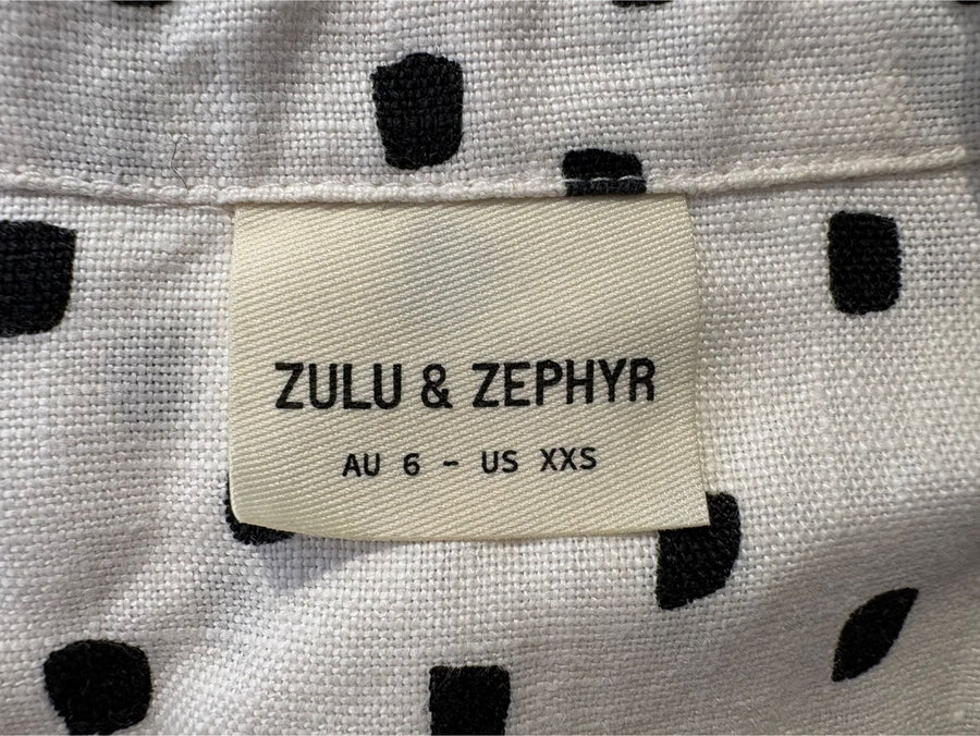 Zulu & Zephyr Linen Polka Dot Blazer Jacket Women's AU 6 - Image 5