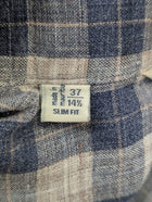 Suitsupply Men's Blue and White Check Pure Linen Shirt Size 37 / 14.5 - Image 4