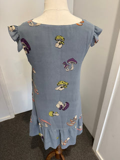 Chim Yen Junk Stuff Mushroom Print Silk Shift Dress - Grey Size M - Image 5