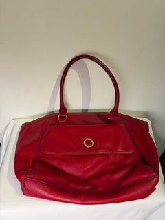 Oroton Pebbled Leather Tote Bag Red Gold Hardware - Image 5
