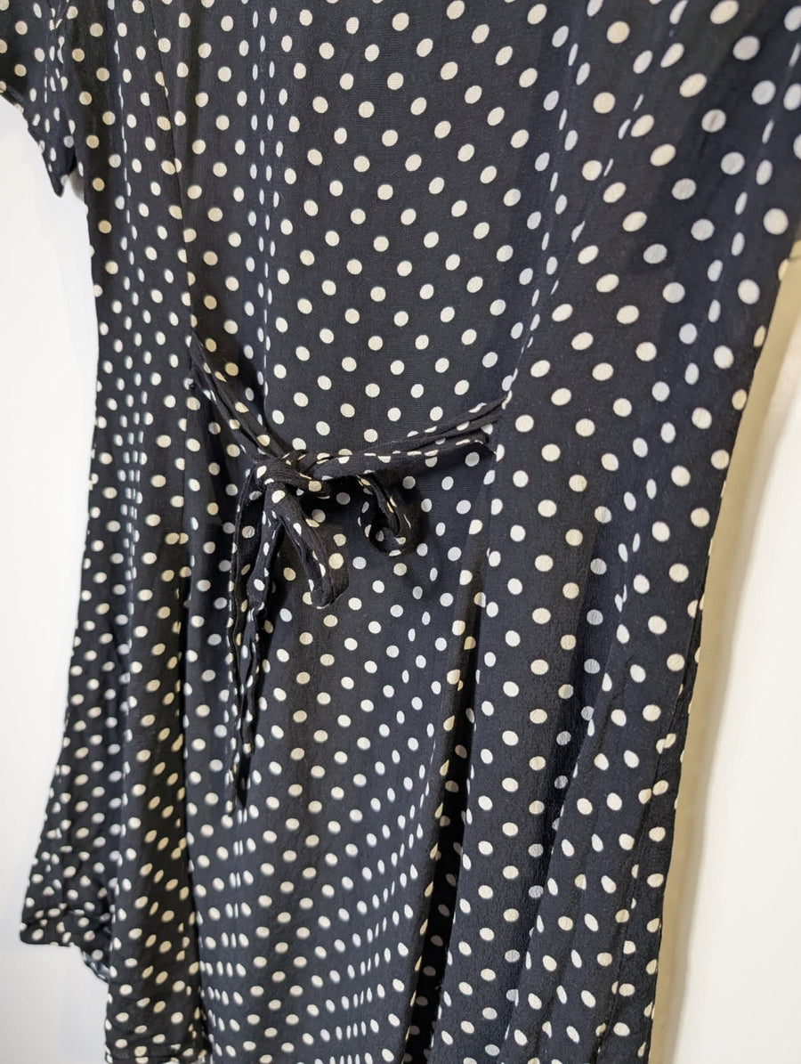 Zara Woman Polka Dot Button-Front Mini Dress Black and White XS - Image 6