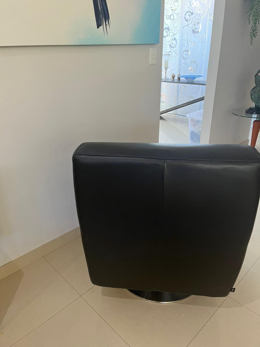 Demir Italian Leather Swivel Armchair - Premium Black Comfort - Image 5