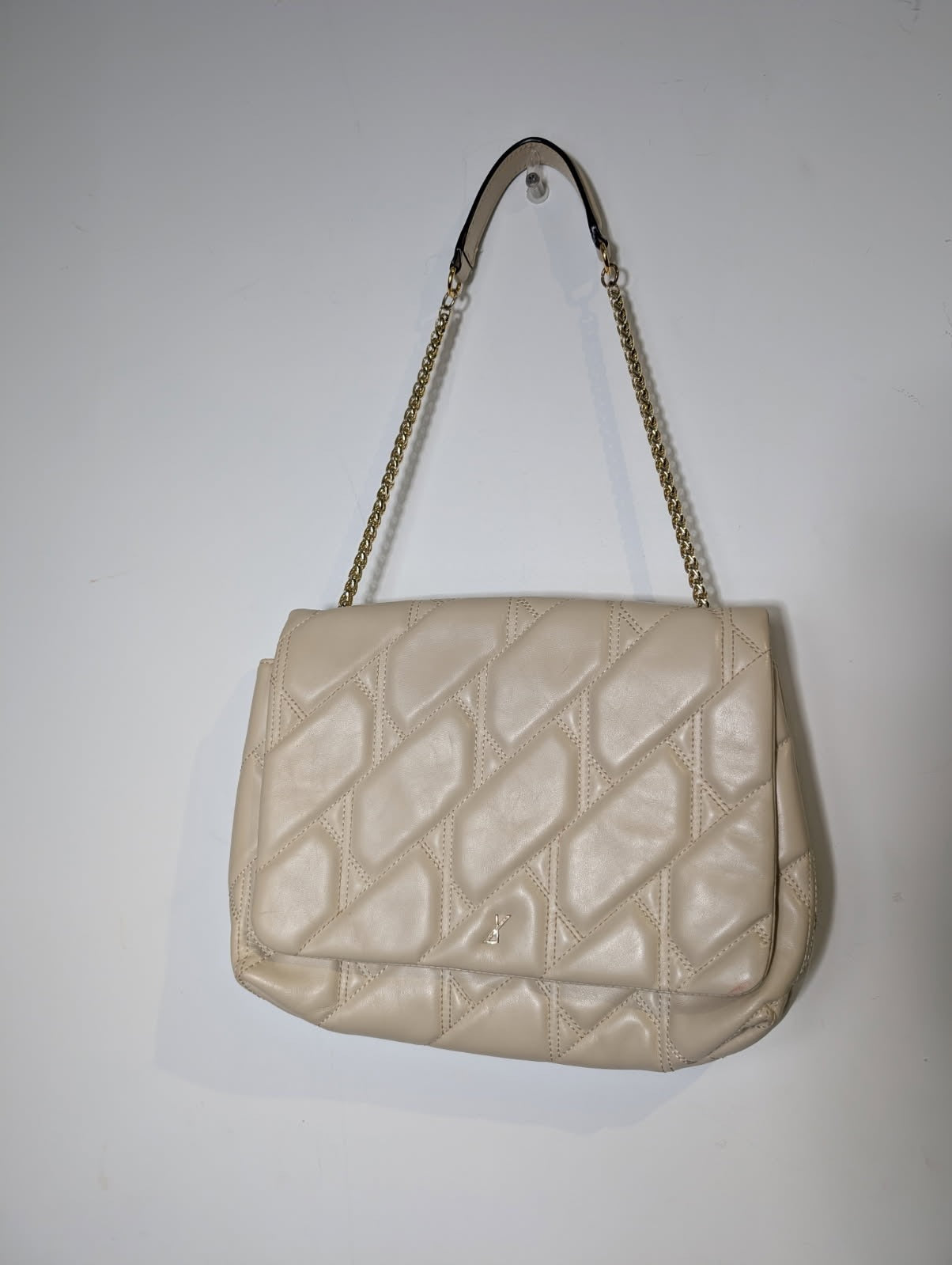Ginger & Smart Quilted Leather Shoulder Bag Cream Gold Chain - Image 5