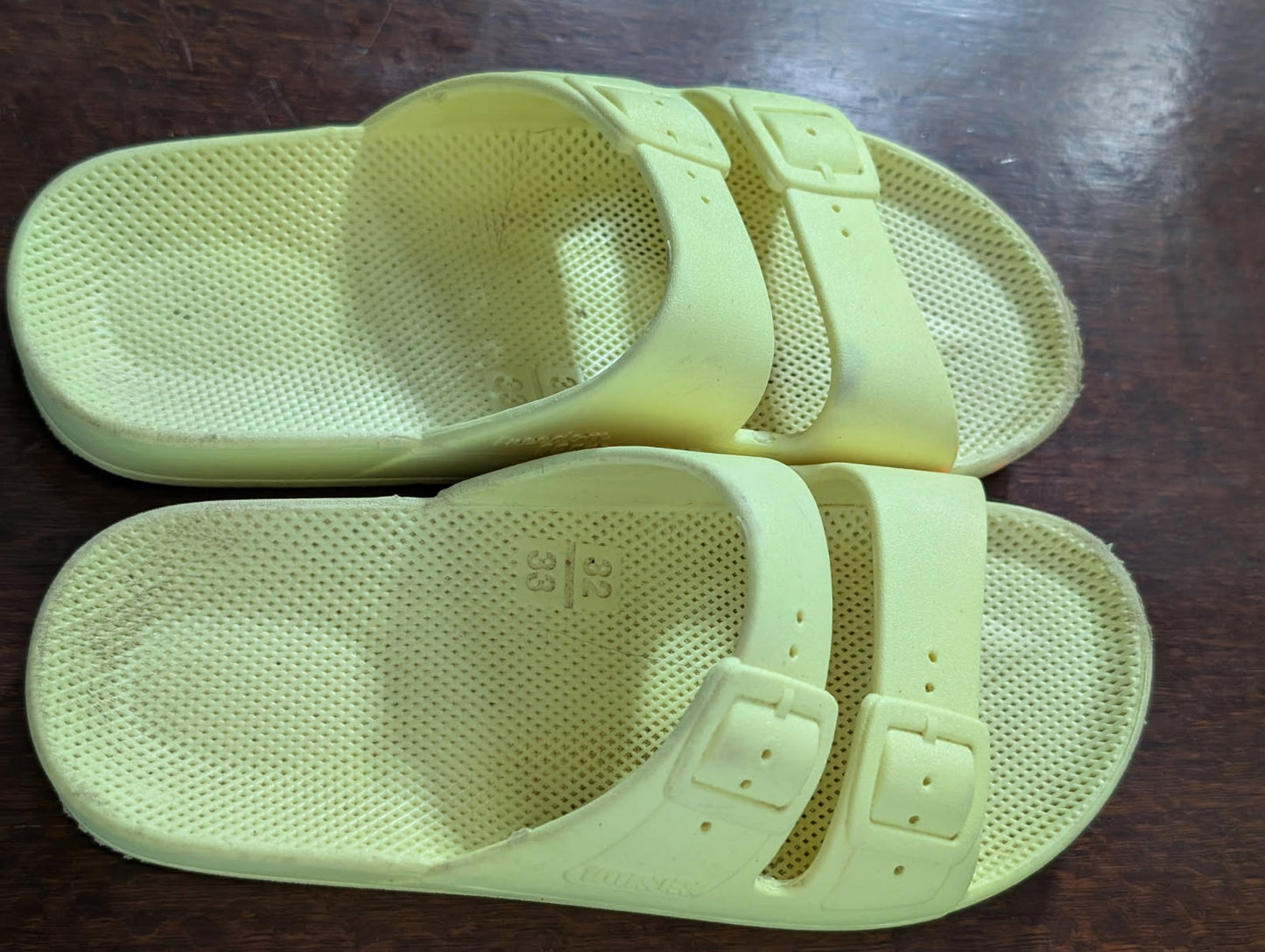 Freedom Moses Double Buckle Slide Sandals Pastel Yellow EU 32/33 - Image 5