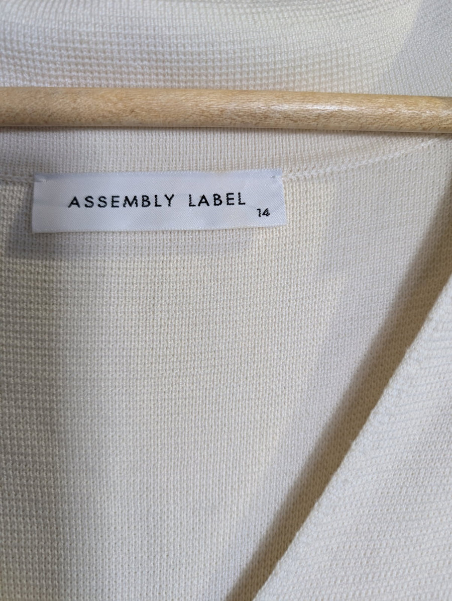 Assembly Label Stripe Knit Polo Cream and Navy Women's Size 14 - Image 5