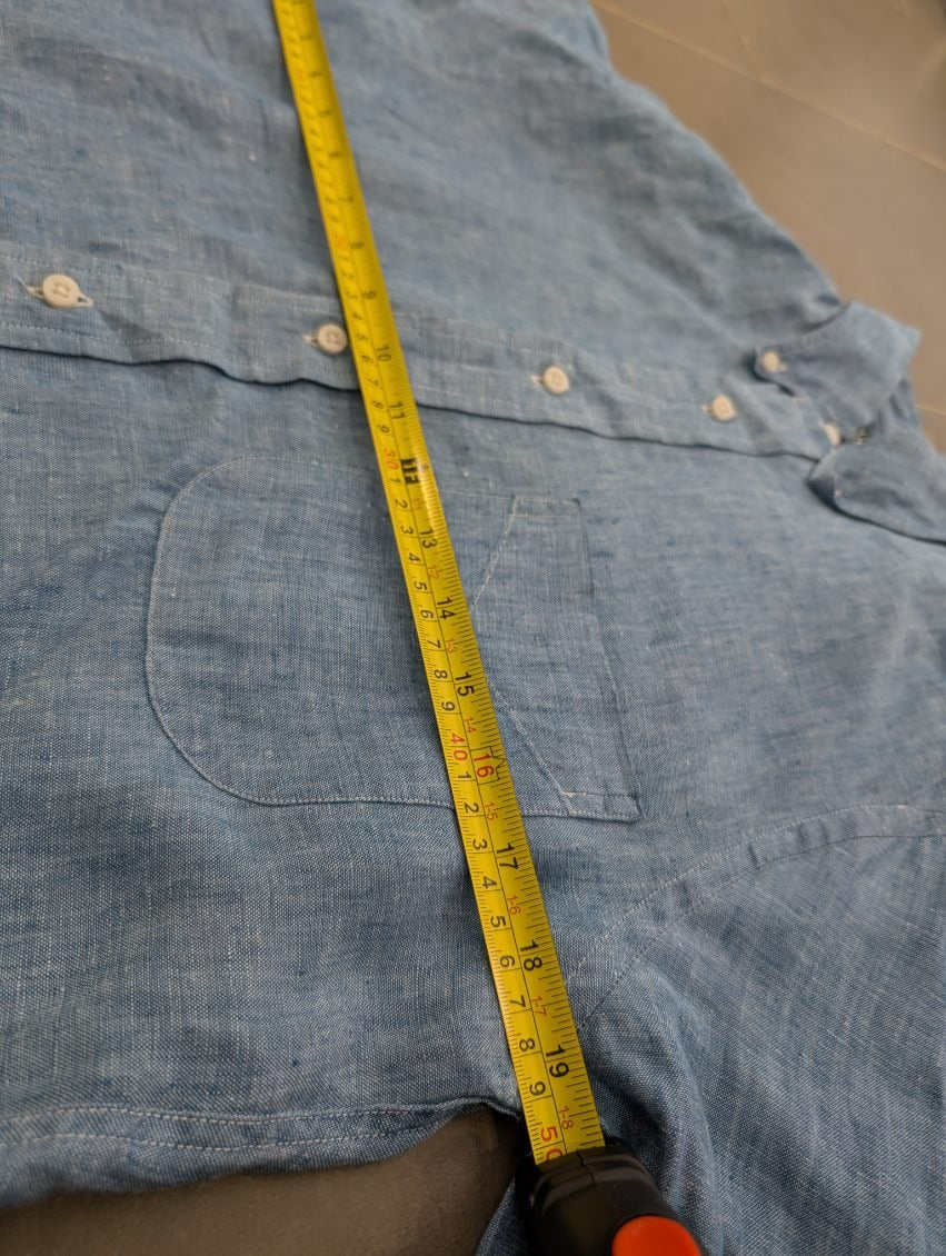 Gitman Bros Vintage Men's Blue Linen Button-Down Shirt - Size S - Image 6