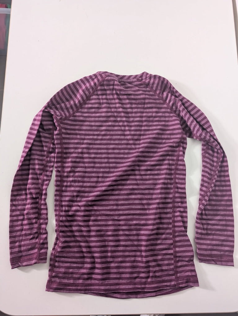 Mountain Designs Merino Blend Long Sleeve Top - Purple Striped Kids Size 8 - Image 5