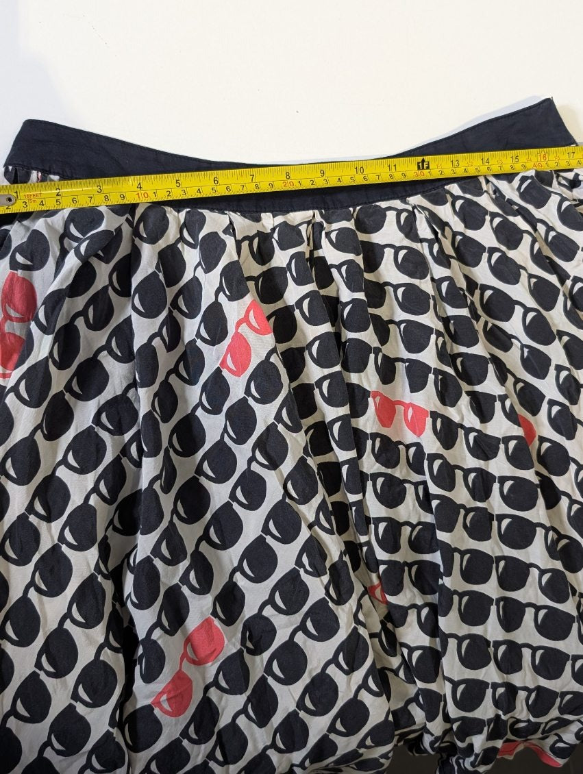 Ginger & Smart Skater Skirt - Sunglasses Print Cotton Silk Blend - Image 5