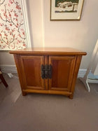 Vintage Asian-Style Wooden Cabinet with Brass Hardware Brown - Image 5