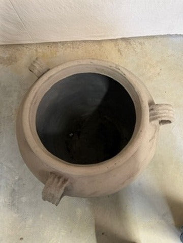 Rustic Hand-Thrown Terracotta Clay Urn Large Decorative Planter Beige - Image 5