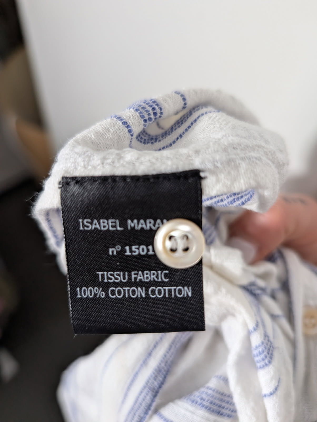 Isabel Marant Étoile Striped Cotton Blouse - White & Blue Size 40 - Image 5