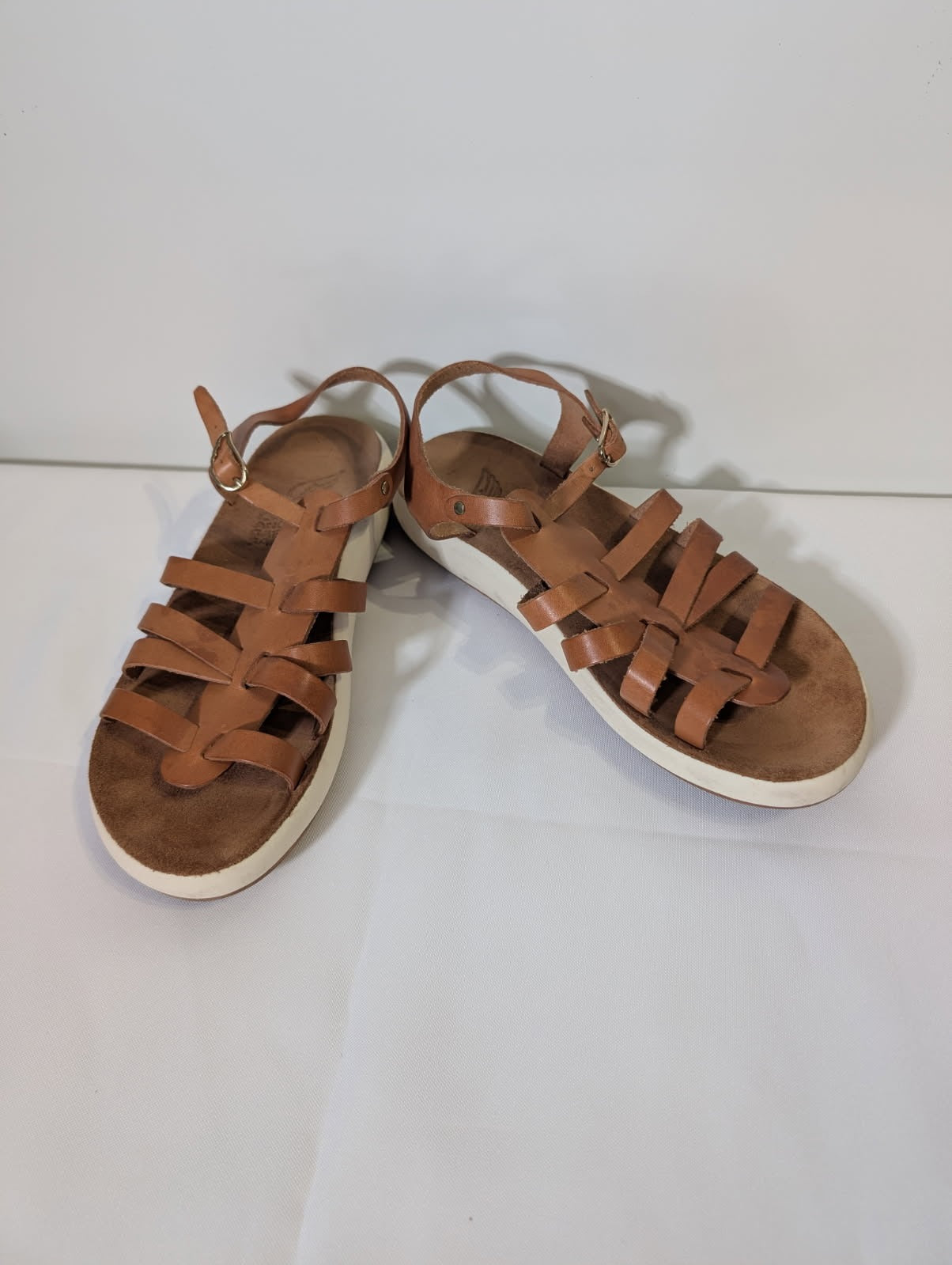 Ancient Greek Sandals - Tan Leather Gladiator Sandals Women's Size 39 - Image 3