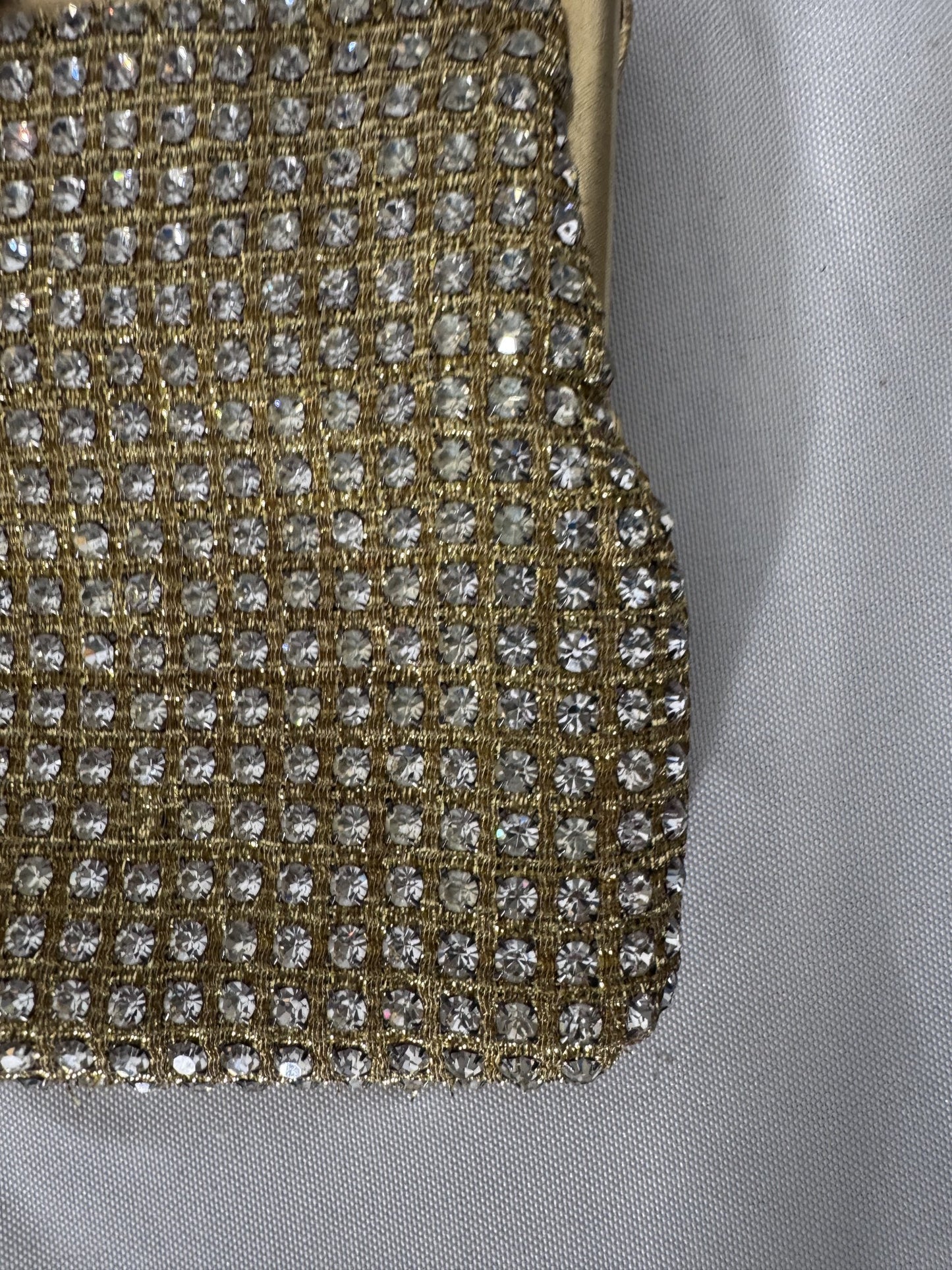 Vintage Gold Tone Rhinestone Mesh Evening Bag - Image 5