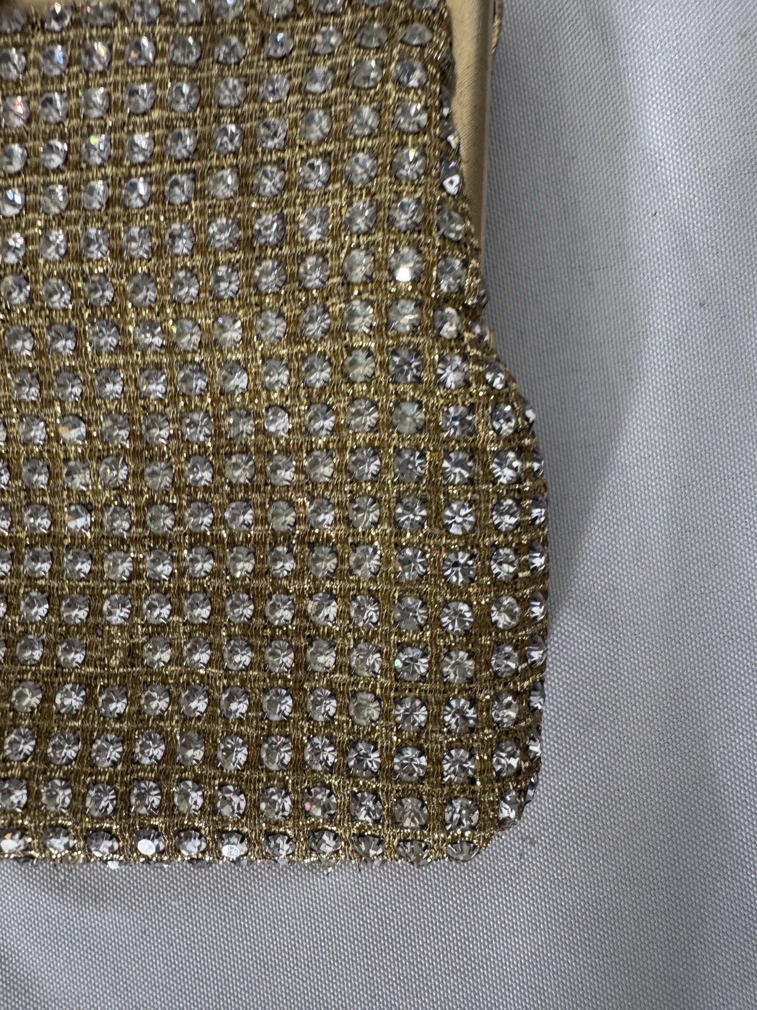 Vintage Gold Tone Rhinestone Mesh Evening Bag - Image 5