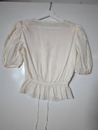 Callore Vintage Floral Embroidered Peplum Blouse Cream - Image 5