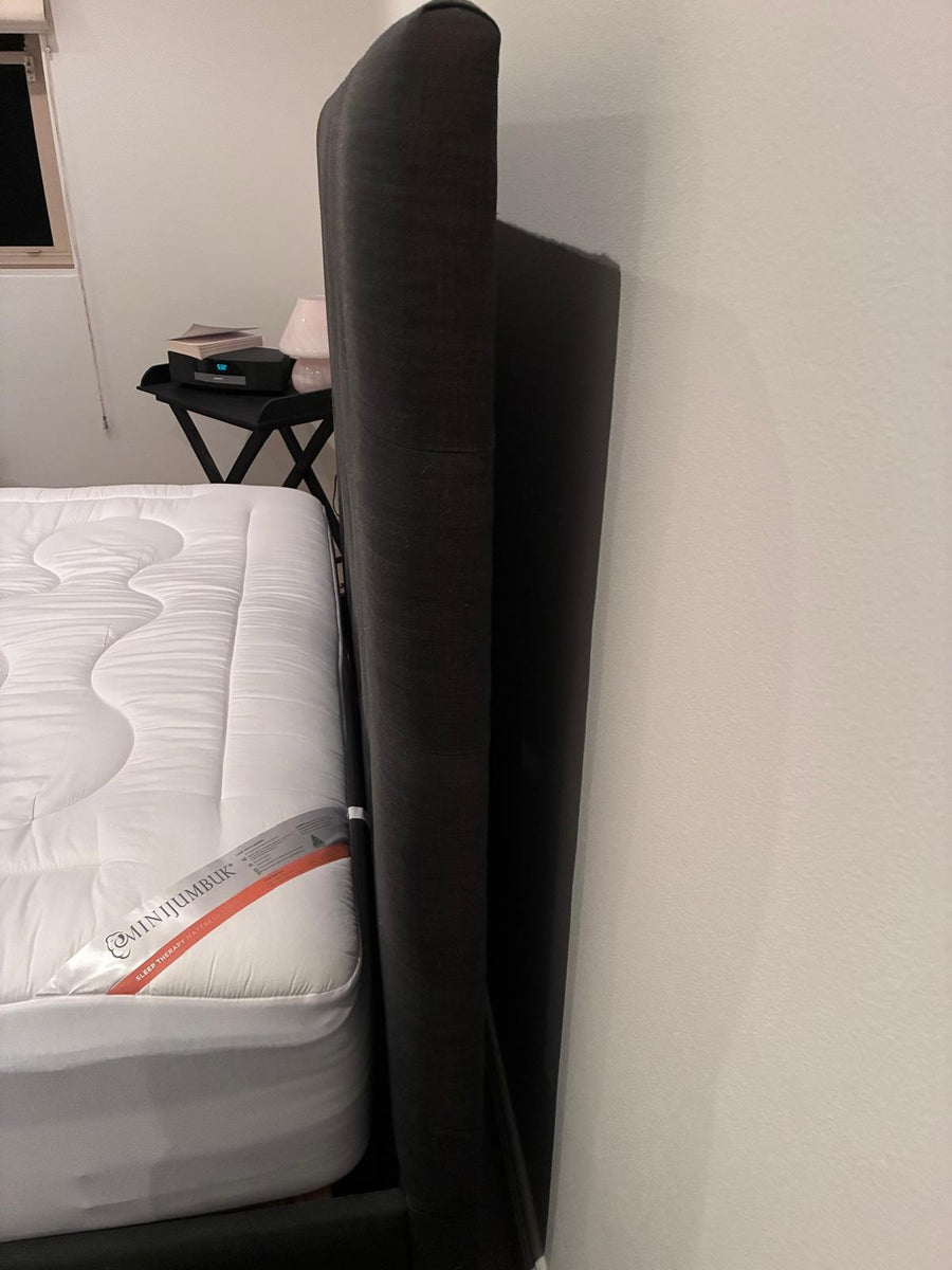Heatherly Design Fenwick Queen Bed Head and Base Black Linen - Image 5