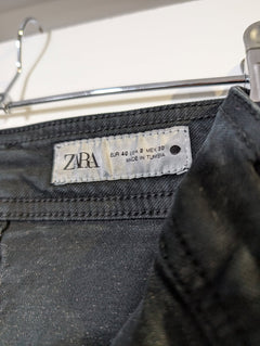 Zara Wide Leg Fray Hem Jeans Black Women's US 8 - Image 5