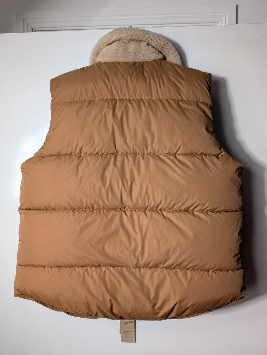 A.P.C. Reversible Puffer Vest with Shearling Collar Beige/Black XL - Image 5