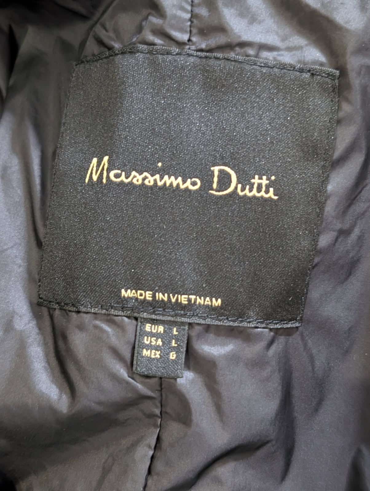 Massimo Dutti Double-Breasted Padded Trench Coat - Black Size L - Image 5