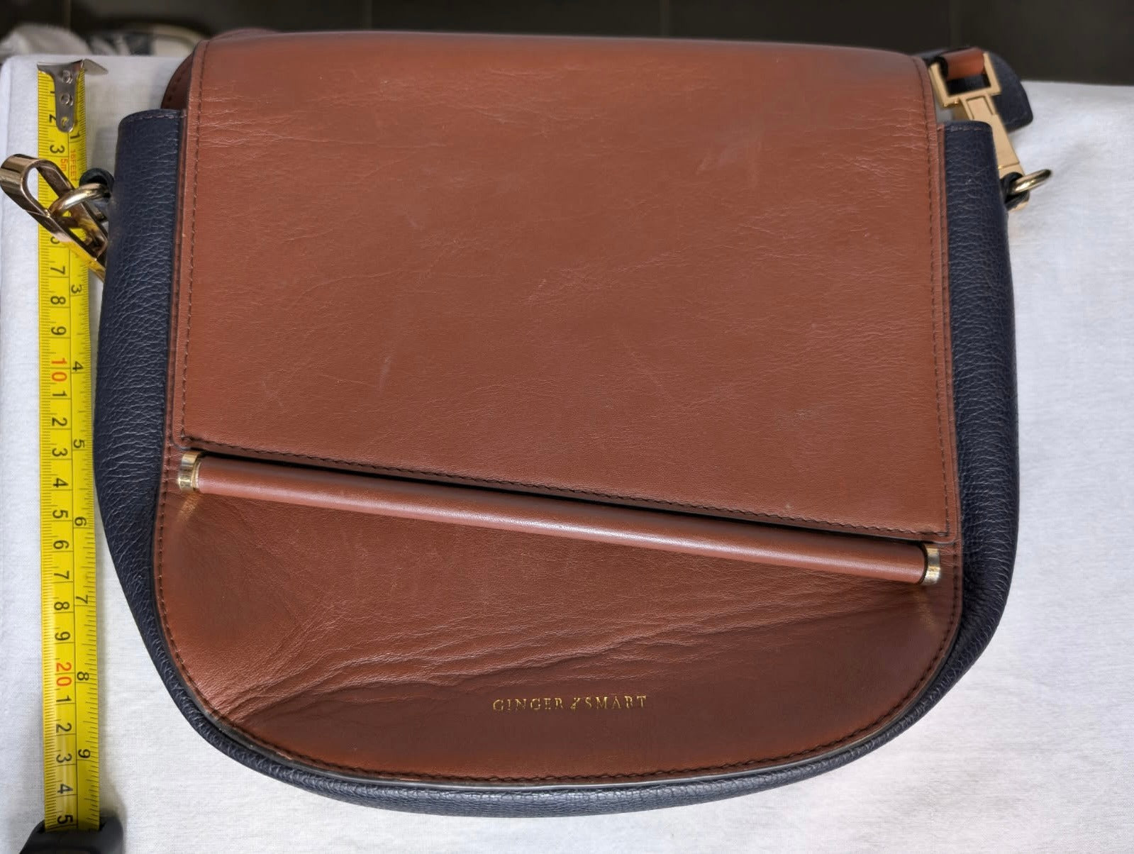 Ginger & Smart Leather Handbag Two-Tone Brown and Black - Image 5