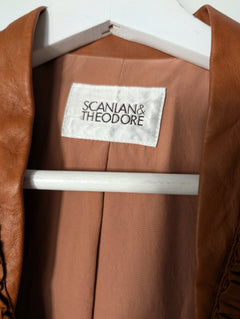 Scanlan & Theodore Leather Ruffle Bolero Jacket Tan - Image 5