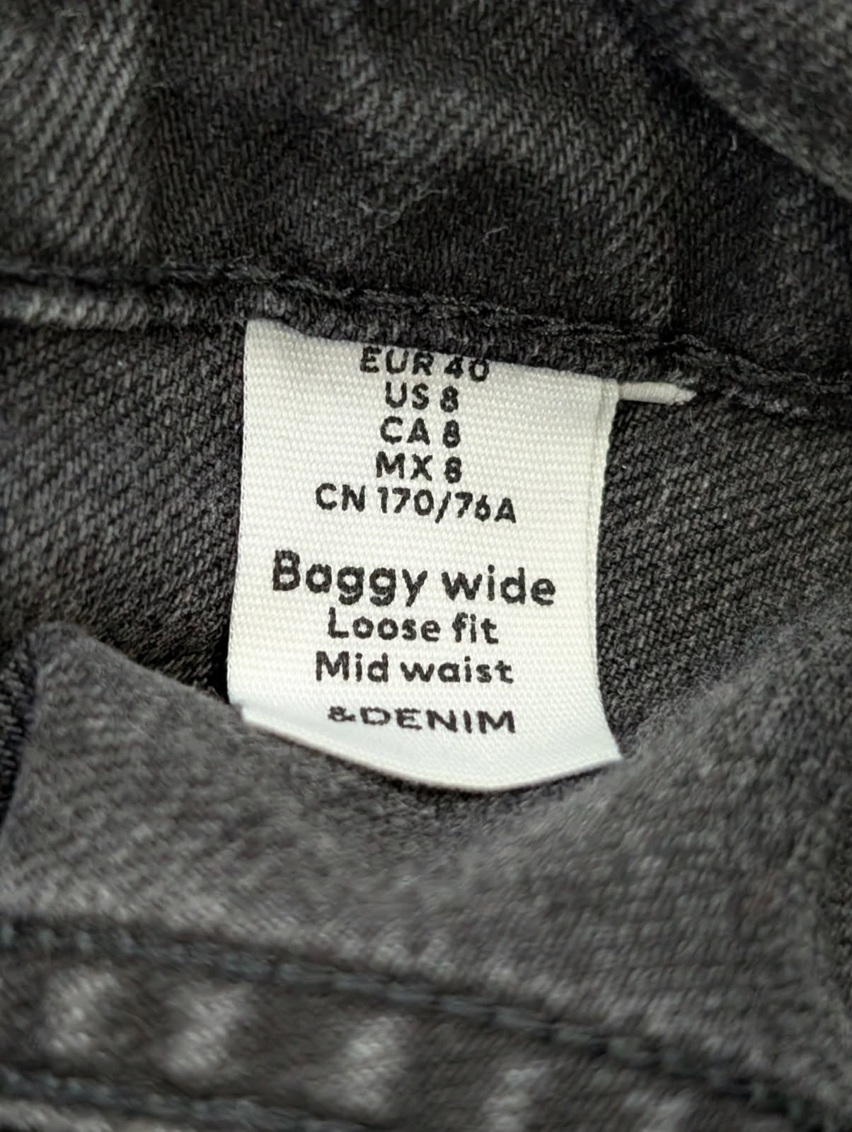 H&M Baggy Wide Loose Fit Jeans - Black Denim - Image 5