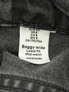 H&M Baggy Wide Loose Fit Jeans - Black Denim - Image 5